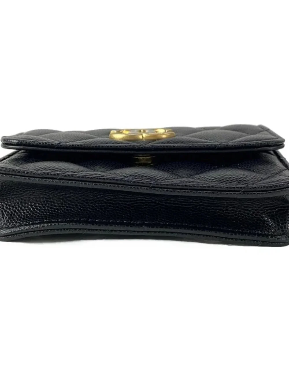 CHANEL Matelasse AP3693 Black Calfskin Bum Bag gold hardware